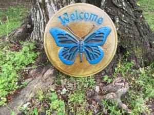 Making a Welcome Stepping Stone - finished stepping stone, painted and sealed