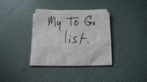 A folded paper that says "My To Go List"