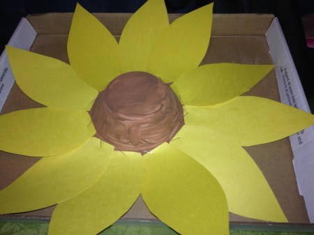 Paper Bowl Sunflower - full size view of the petals in place