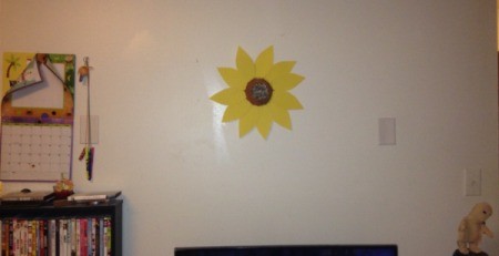 Paper Bowl Sunflower  - hanging on the wall