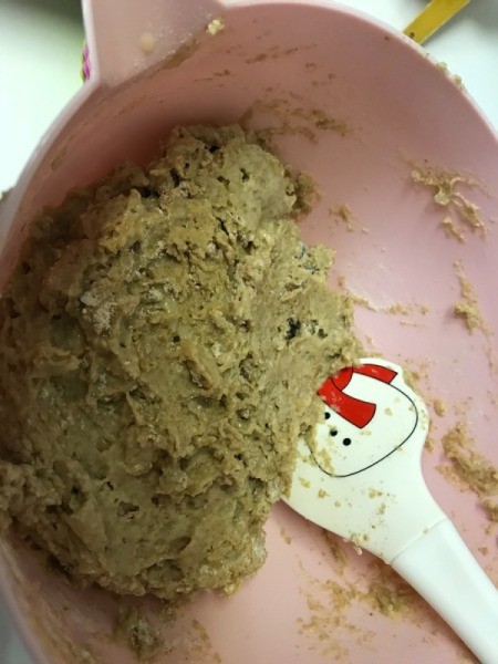 mixing wet and dry ingredients together