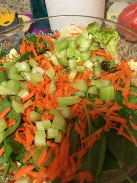 celery and carrots in salad