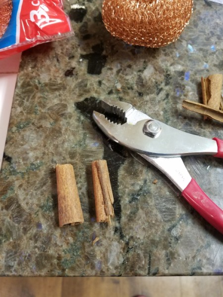 Dollar Tree Tiny Scrubber Pumpkins - break cinnamon stick into pieces for stem