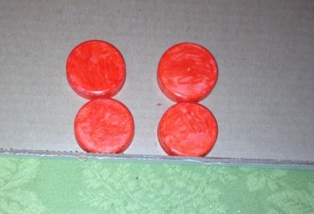 Milk Lid Pumpkin Magnets - color white lids with orange permanent marker