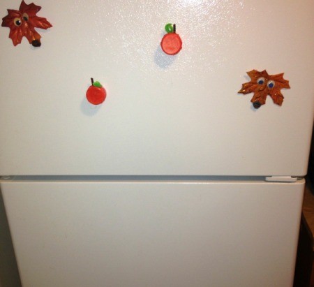 Milk Lid Pumpkin Magnets - ready to display on the fridge