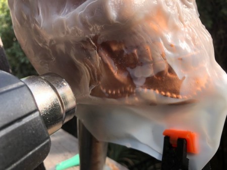 Milk Jug Skulls - keep working down with heat to work on teeth and jaw