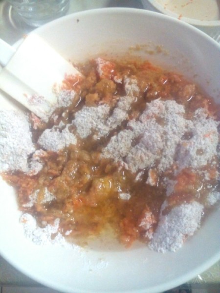 adding oil to batter