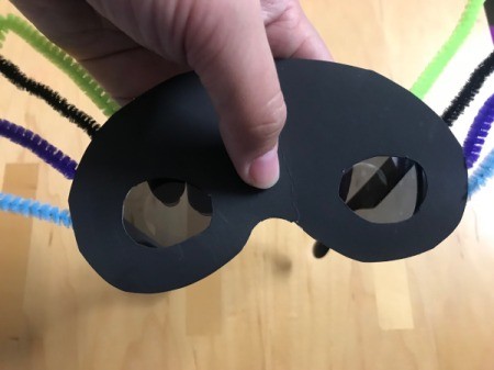Last Minute Spider Face Mask - tape the mask to cheap sunglasses or use elastic band to hold on your head
