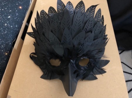 Raven Masquerade Costume - tidy up inexpensive mask as needed