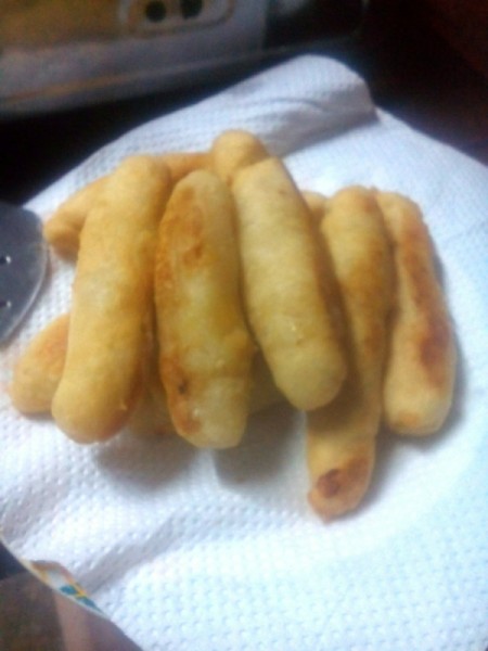Cheese Filled Potato Fingers on paper towels
