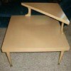 Replacement Ferrules for Mersman Tables - blond color table with triangular second small shelf in one corner