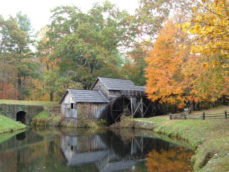 Fall at Mabry Mill, VA - old mill with fall color