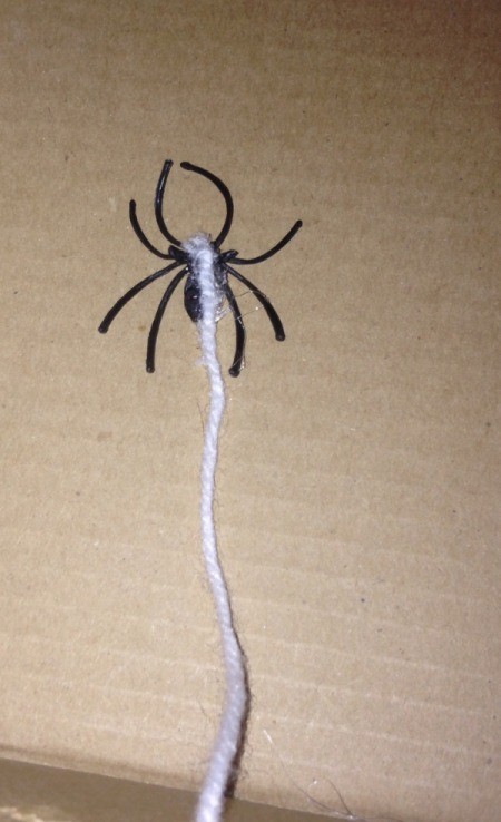 Marble Painted Paper Spider Web - tie or hot glue the spider to the other end