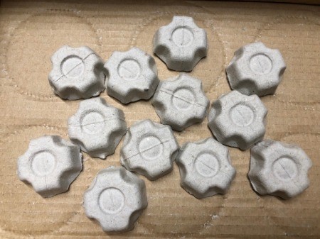 Christmas Egg Carton Wreath - all 12 sections trimmed and ready for next step