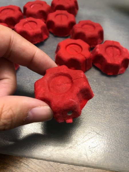 Christmas Egg Carton Wreath - ready to thread them onto craft wire