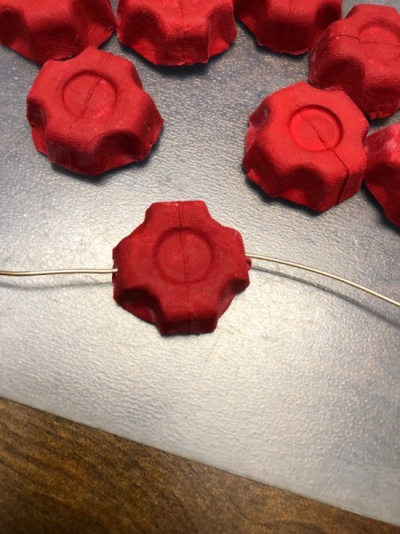 Christmas Egg Carton Wreath - threaded onto craft wire