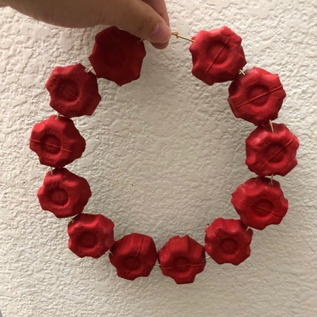 Christmas Egg Carton Wreath - front painted side