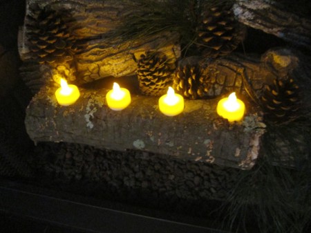 Firewood or Broken Tree Branch Tea Light Holder - branch in fireplace