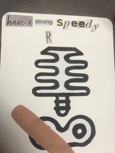 How to Make a Speedy Recovery Card - glue on letters for greeting and add a heart sticker if desired