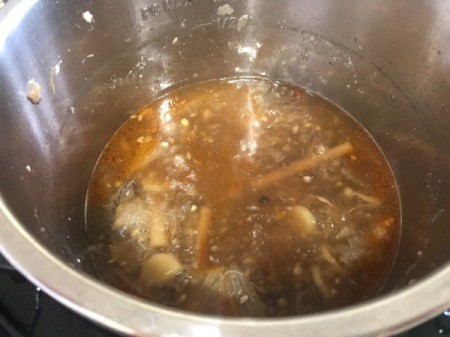 A pot of homemade broth.