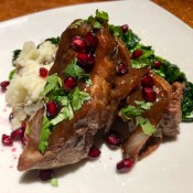 Glazed Pomegranate Pork Ribs on plate