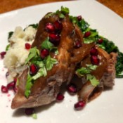 Glazed Pomegranate Pork Ribs on plate