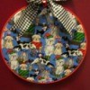 Embroidery Hoop Pet Art - Christmas pet fabric in hoop with a ribbon