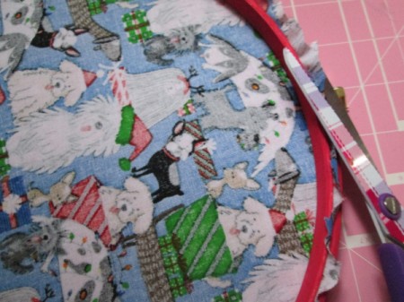 Embroidery Hoop Pet Art - trim off excess fabric