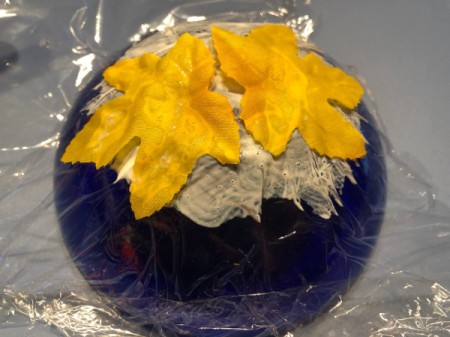 Autumn Leaves Centerpiece - leaves  stuck to the Mod Podge