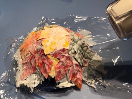 Autumn Leaves Centerpiece - allow to dry overnight or use a hair dryer, the slow method is best