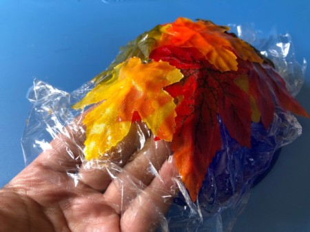 Autumn Leaves Centerpiece - when completely dry gently lift the plastic off the bowl