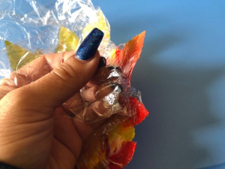 Autumn Leaves Centerpiece - peel the wrap away from the leaves