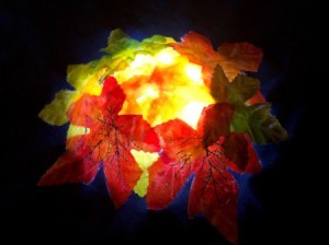 Autumn Leaves Centerpiece - flipped over with an LED light underneath