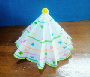 Paper Christmas Tree - paper tree on a wooden surface