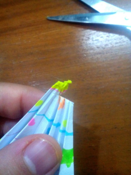 Paper Christmas Tree - cut halfway through the tip