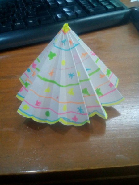 Paper Christmas Tree - open the paper wide and let it stand