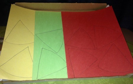 Pumpkin Pie Garland - different color sheets with slices traced on