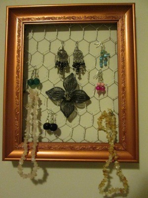 My Framed Jewelry Display Holder - jewelry hanging from wire