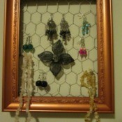 My Framed Jewelry Display Holder - jewelry hanging from wire