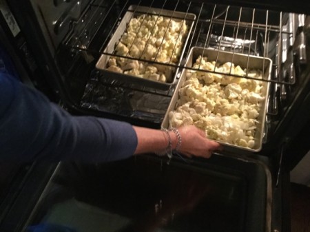 putting cauiflower in oven