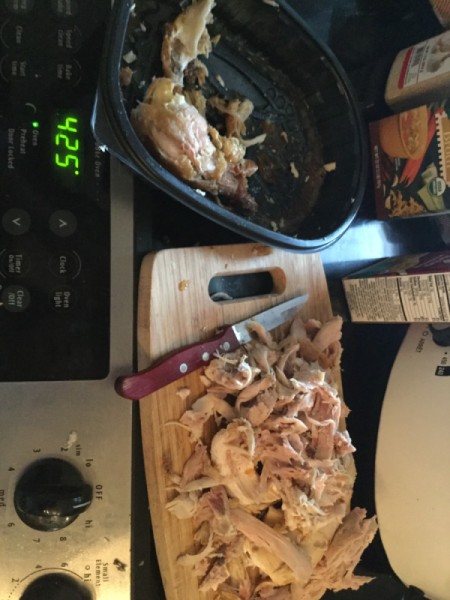 cutting chicken