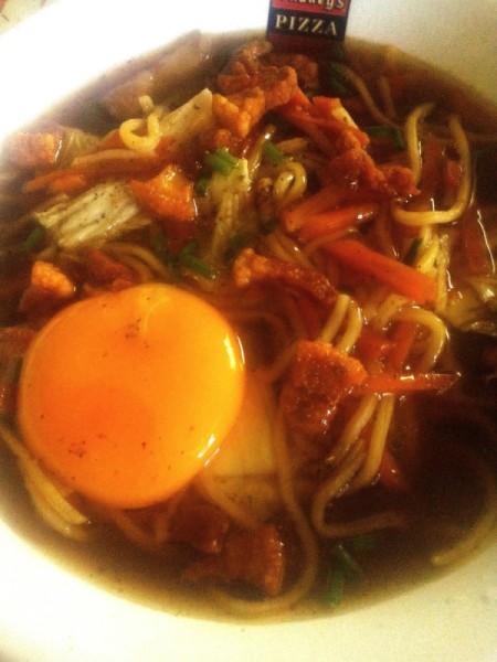 bowl of soup with egg