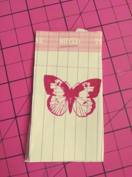 Notepad Stocking Stuffers - butterfly stamp on cover page