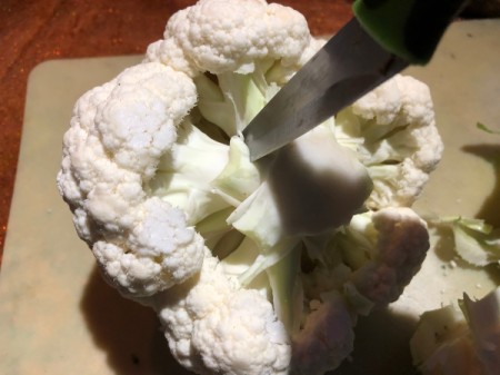Cauliflower Sheep Centerpiece - cut off a protruding section