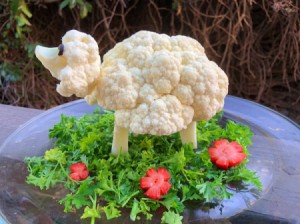 Cauliflower Sheep Centerpiece - cauliflower sheep centerpiece before the feast