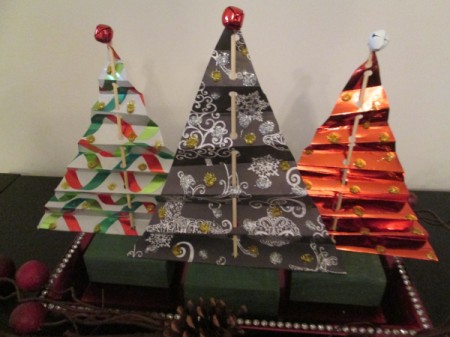 Making Accordion Christmas Trees - closeup of finished trees