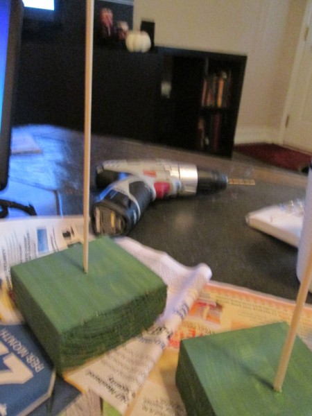 Making Accordion Christmas Trees - pre-painted blocks