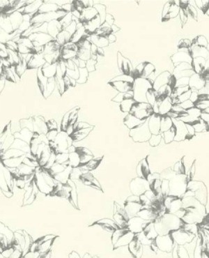 Finding York Wallpaper AB2126 - black and white floral wallpaper