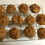 Peanut Butter Banana Muffins cooling on rack