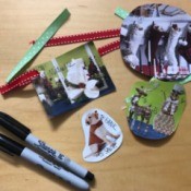 Holiday Gift Tags from Magazines or Catalogs - tags, ribbons, and pens